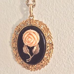 Vintage Floral Cameo Pendent
