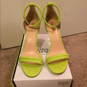 Chartreuse ankle strap heels