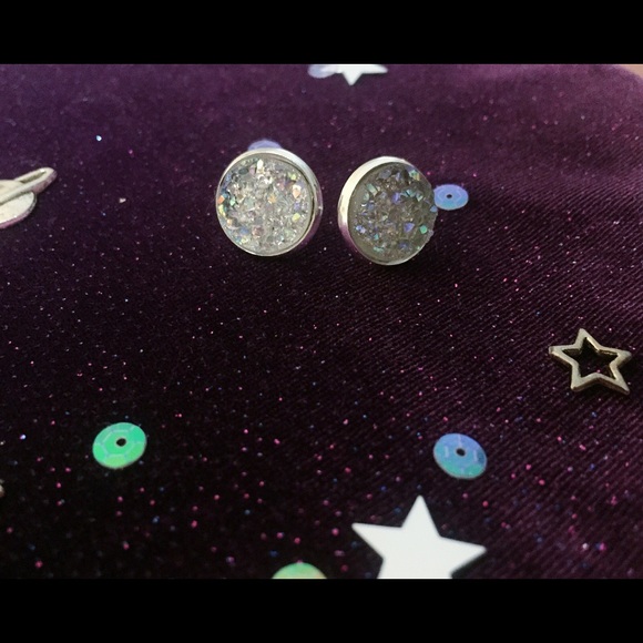 Silver Druzy Earrings