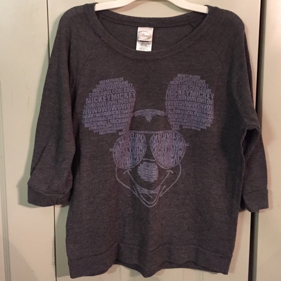 3/4 Sleeve Grey Mickey Mouse Shirt