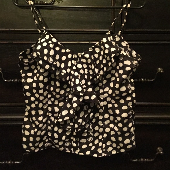 Navy blue and white sleeveless top