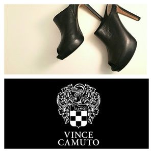 Vince Camuto Black "Jacell" Peeptoe Mule Pumps