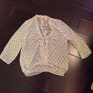 Off white and black polkadot blouse