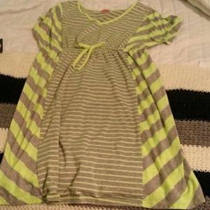 Green and Grey Striped Dress