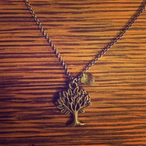 Antiqued bronze necklace with tree pendent