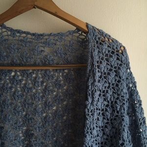 Blue knitted cardigan