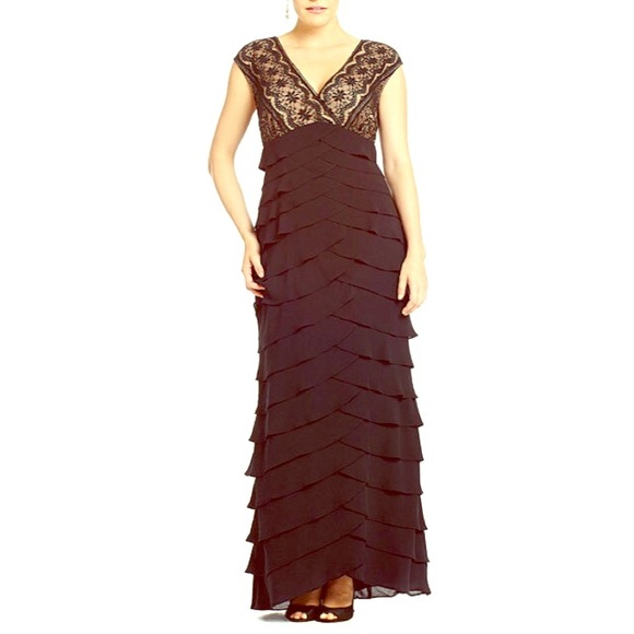 Adrianna Papell Plus Lace Tiered Gown - Picture 1 of 4