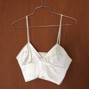 White Satin Cropped Top