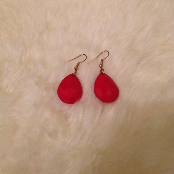 red drop earrings