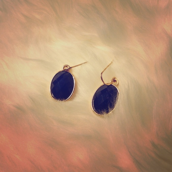 navy drop earrings