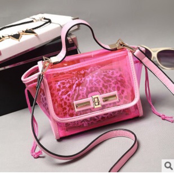 Pink medium clear bag
