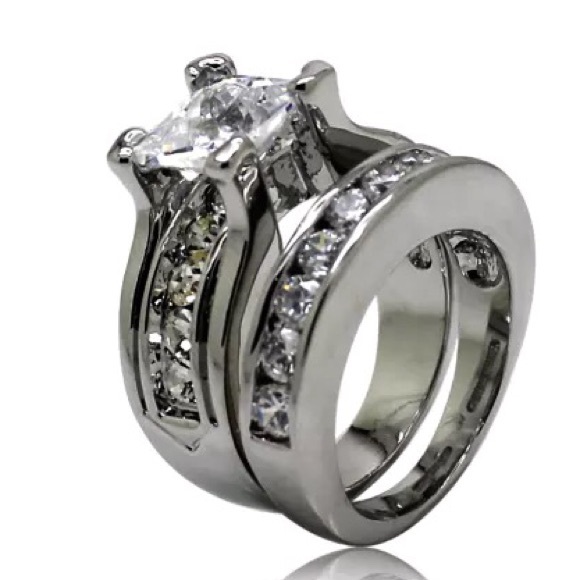 N/A Jewelry - Holy Bling! 😱Princess Cut Cz Engagement Ring Set
