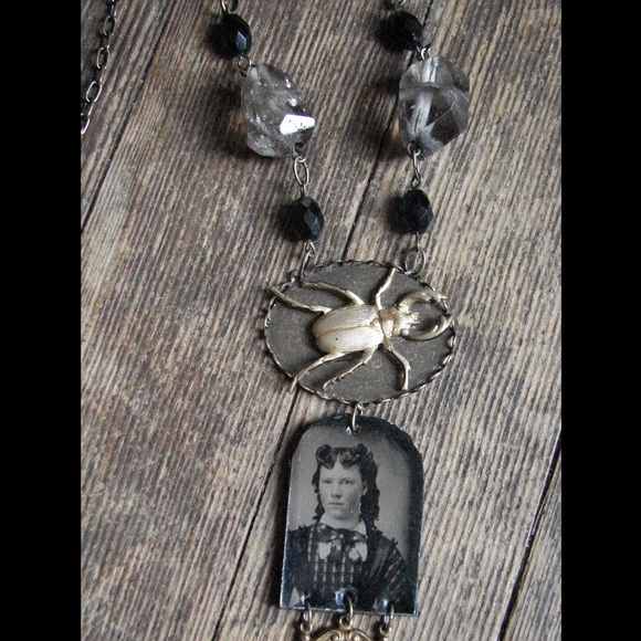 Handmade Antique Tintype Assemblage Necklace - Picture 2 of 4