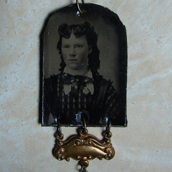 Handmade Antique Tintype Assemblage Necklace - Picture 3 of 4