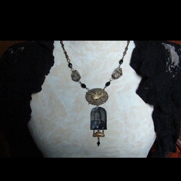 Handmade Antique Tintype Assemblage Necklace - Picture 4 of 4