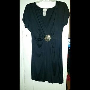 Black Dress with Gold broach