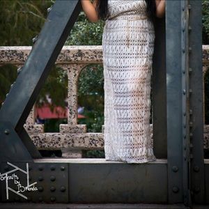 Long Detailed Strapless Dress