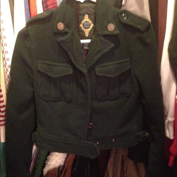 Dark green cropped military jacket