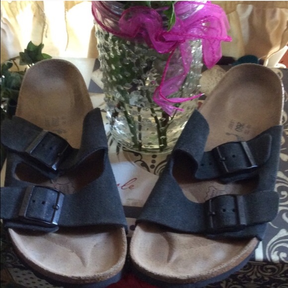 Navy blue suede Birkenstocks