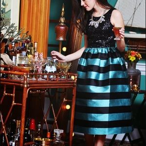 Anthro Starlit Stripes Dress stripe sequin dress