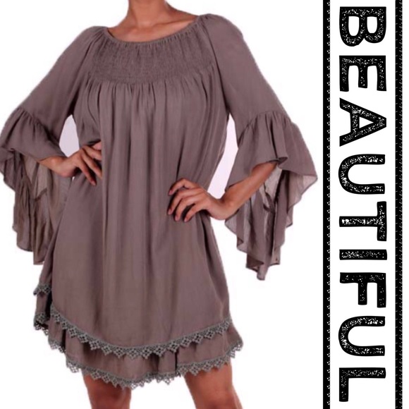 💥2X HP💥SOLID, LIGHT CRINKLE DOUBLE LAYER DRESS - Picture 3 of 4