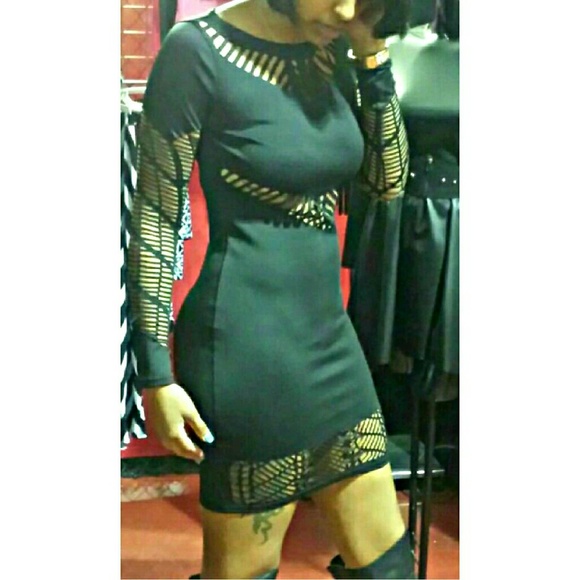 Sexy black dress lots of detail nwot - Picture 2 of 3