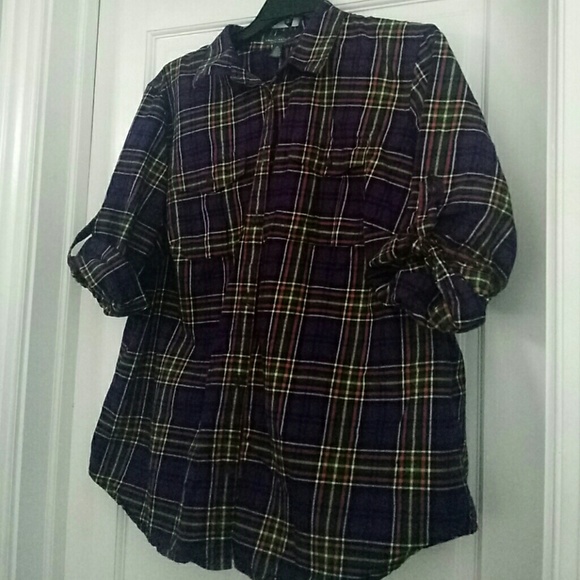 Purple plaid button down