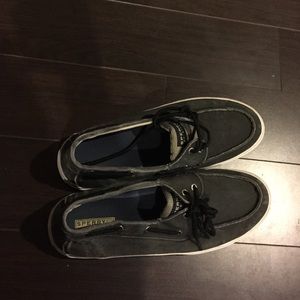 Men's black canvas sperrys