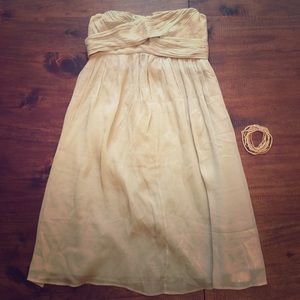 J Crew Silk Chiffon Strapless Dress Dusty Shale