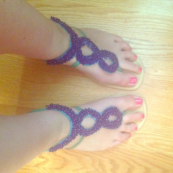 Beaded Blue and Mint Gladiator Sandals