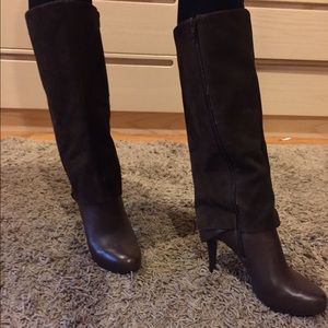 Brown Nine West Leather Boot Heels