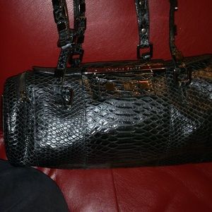 Charles David Faux Croc Barrel Bag