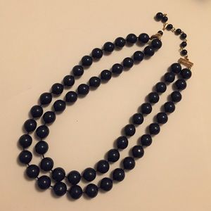 Vintage Double Strand Navy Necklace