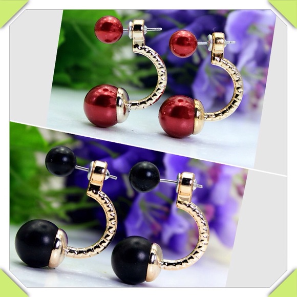 Black or Burgundy double sided earring
