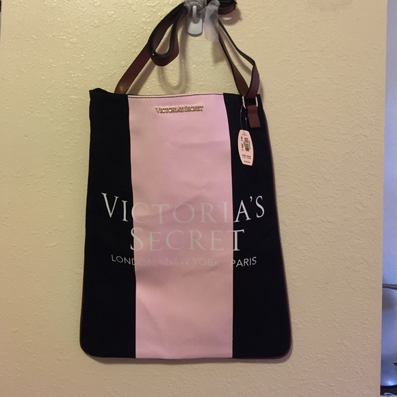 Victoria's Secret cross body tote bag black n pink