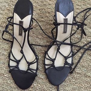 Strappy leather lace up sandals
