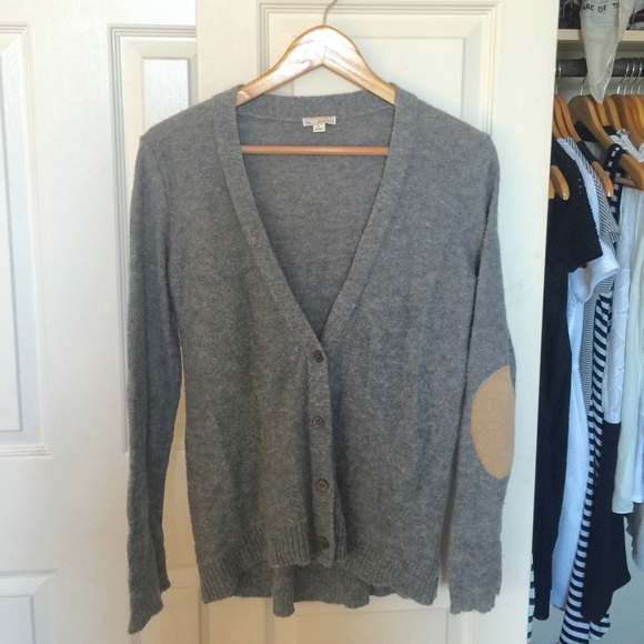 Cozy Grey Grandpa Sweater With Elbow Patches
