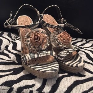 PRICE LOWERED! Naughty Monkey Zebra Print Wedges