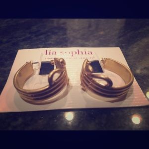Brand new Lia Sophia gold hoops