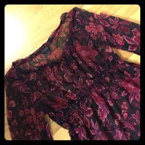 Express Sheer Gauzy Floral Blouse