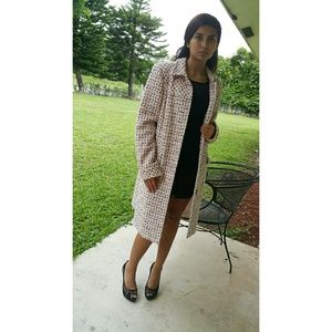 INC Pink Plaid Trench Coat