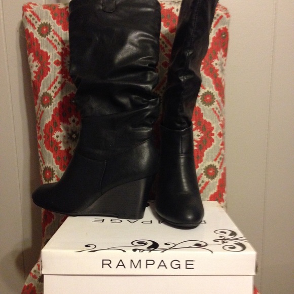 Black wedge heel boots