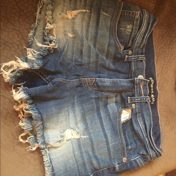 Express distressed denim shorts