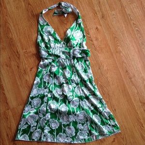 Green and white dress