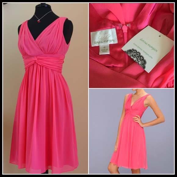 DONNA MORGAN CHIFFON A-LINE SHORT DRESS A3C - Picture 3 of 8