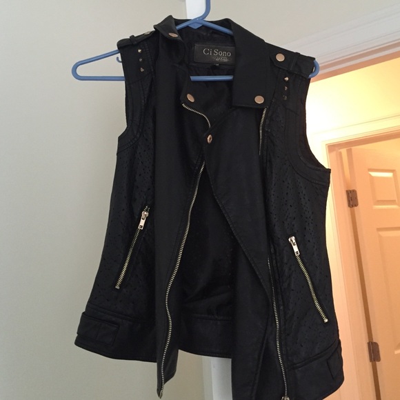 Faux leather vest