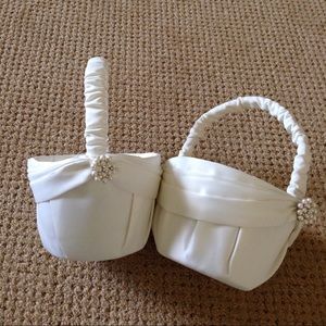 Bags - 1 left! Ivory satin flower girl basket. Beautiful Bags - 1 left! Ivory satin flower girl basket. Beautiful