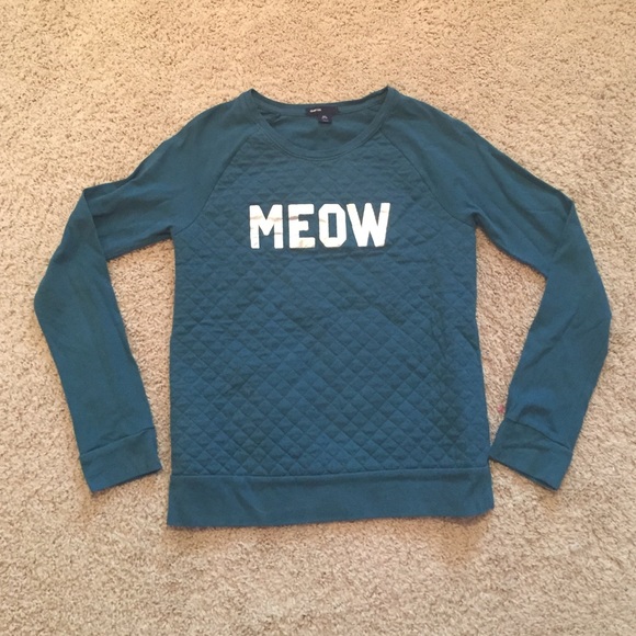 Deep turquoise quilted front sweatshirt.
