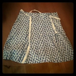 Royal blue and white retro skirt with ribbon tie!
