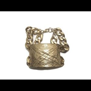 Edgy Fashion Statement Urban H Gold Chain Bracelet